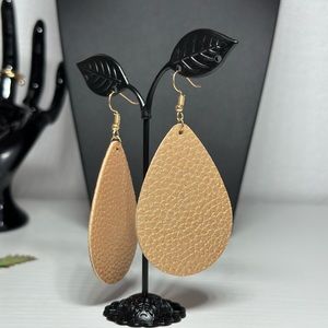GOLD Faux Leather Earrings Tear Drop Design